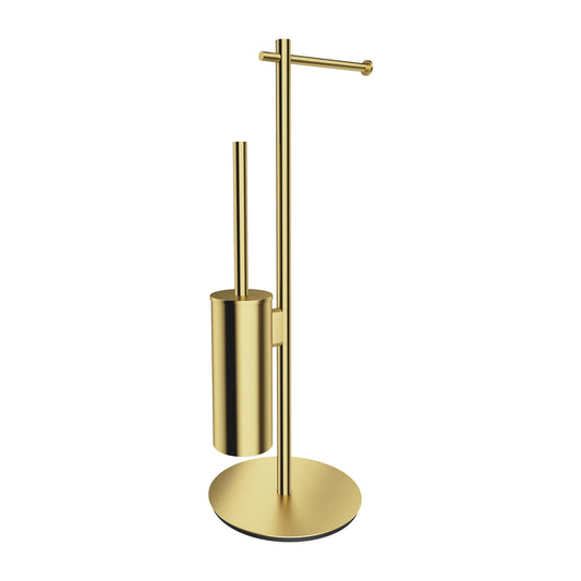 Klósettrúllustandur með Bursta (Frístandandi) Brused Brass