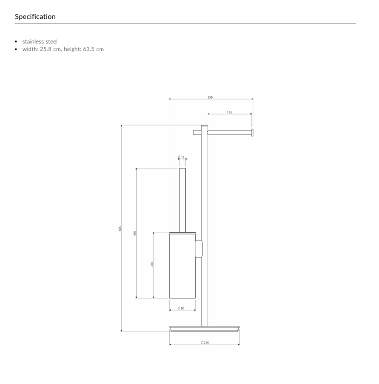 Klósettrúllustandur með bursta (frístandandi)(Chrome)